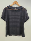 A/WEAR Black Chiffon Collared Top