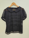 A/WEAR Black Chiffon Collared Top