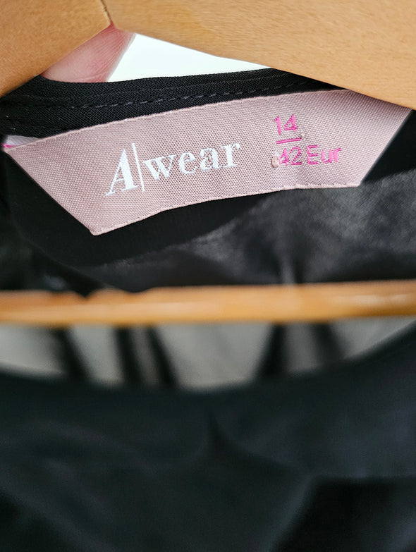 A/WEAR Black Chiffon Collared Top