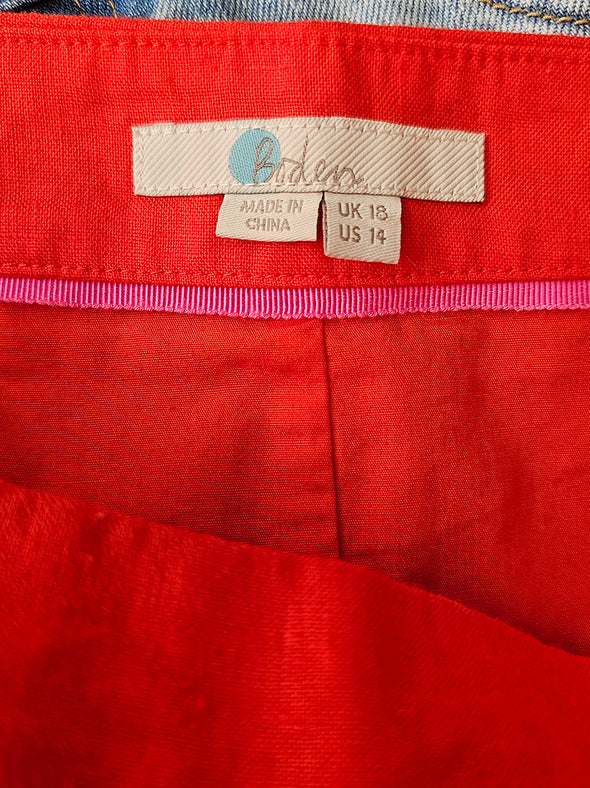 BODEN Size L Linen Skirt