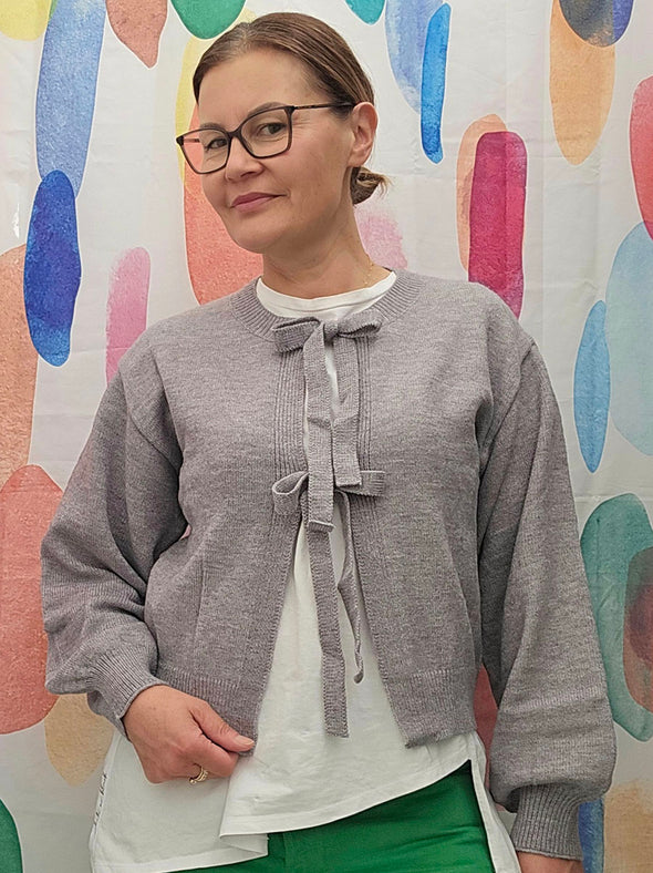 Bow Tie Grey Cardigan