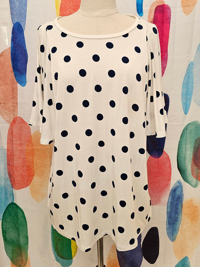David Jones White Black polka dot t-shirt