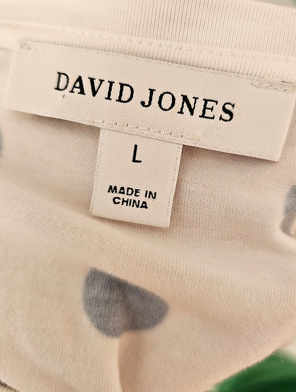 David Jones White Black polka dot t-shirt