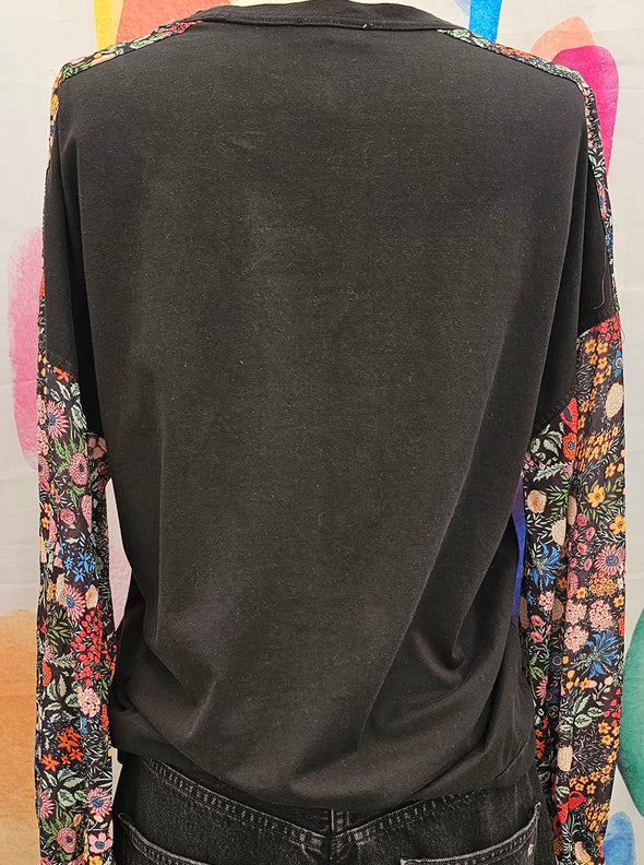 Ketz Ke Black floral detail top