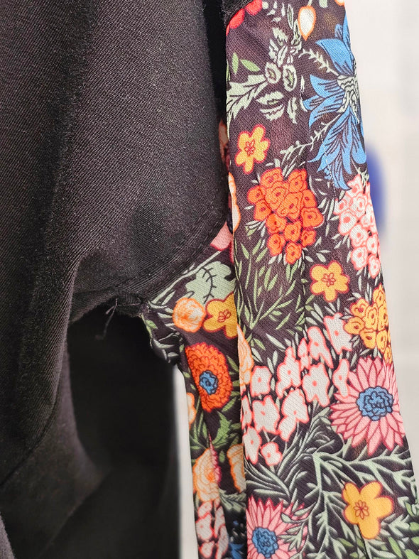 Ketz Ke Black floral detail top