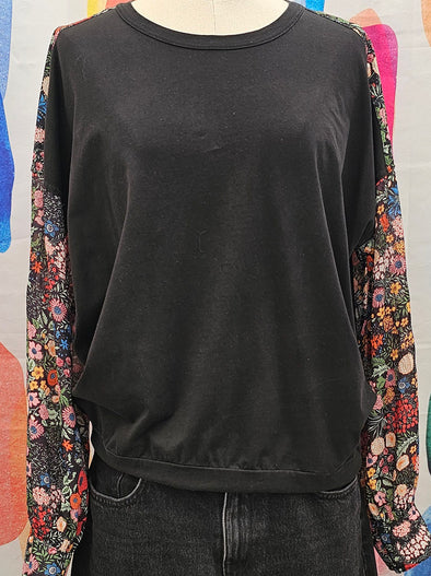 Ketz Ke Black floral detail top