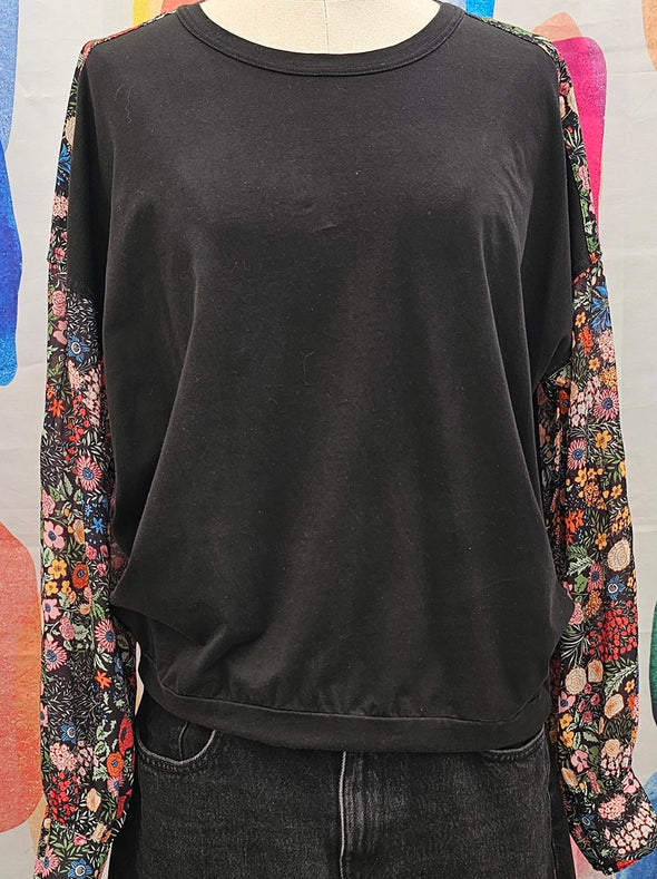 Ketz Ke Black floral detail top