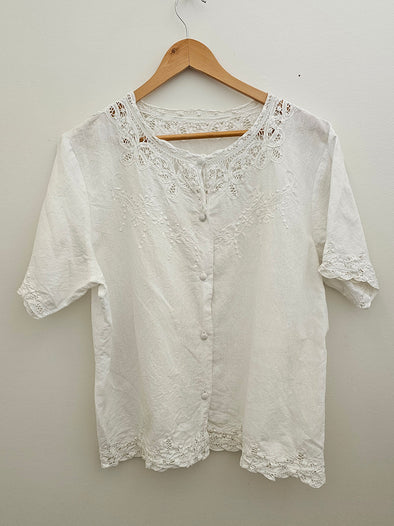 VINTAGE Lace Detail Button up Shirt