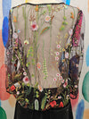 Lemon Tree Sheer Floral Embroided Black Top