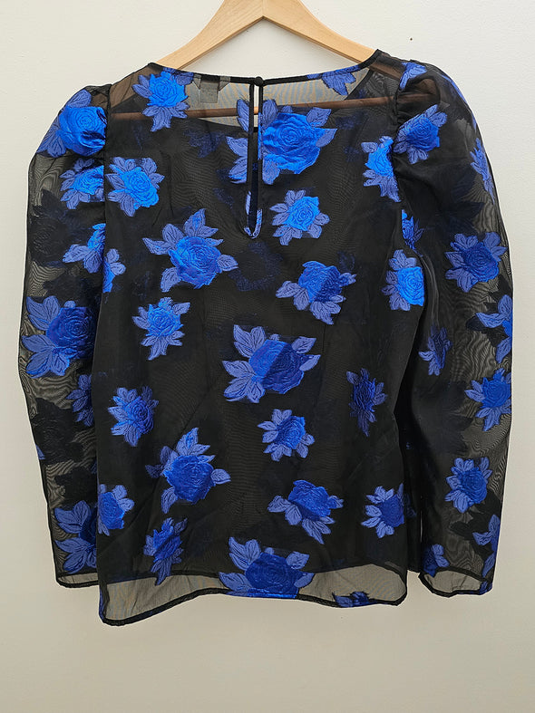 MONSOON Electric Blue Flower Sheer Top