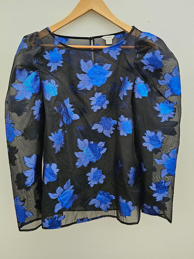MONSOON Electric Blue Flower Sheer Top