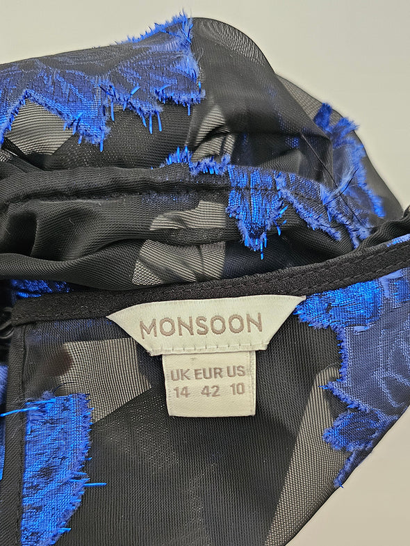 MONSOON Electric Blue Flower Sheer Top