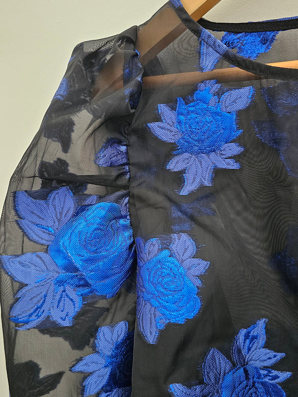 MONSOON Electric Blue Flower Sheer Top