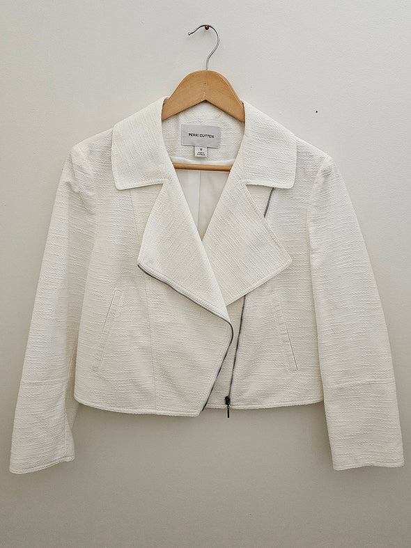 PERRI CUTTEN Cream Crop Zip Jacket