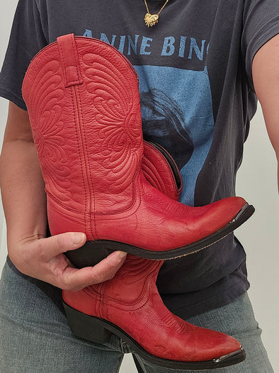 RED LEATHER cowboy boots