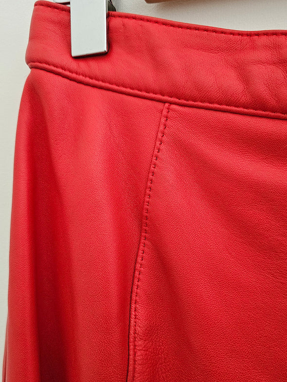 VINTAGE Red Leather Skirt