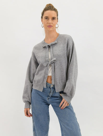 Bow Tie Grey Cardigan