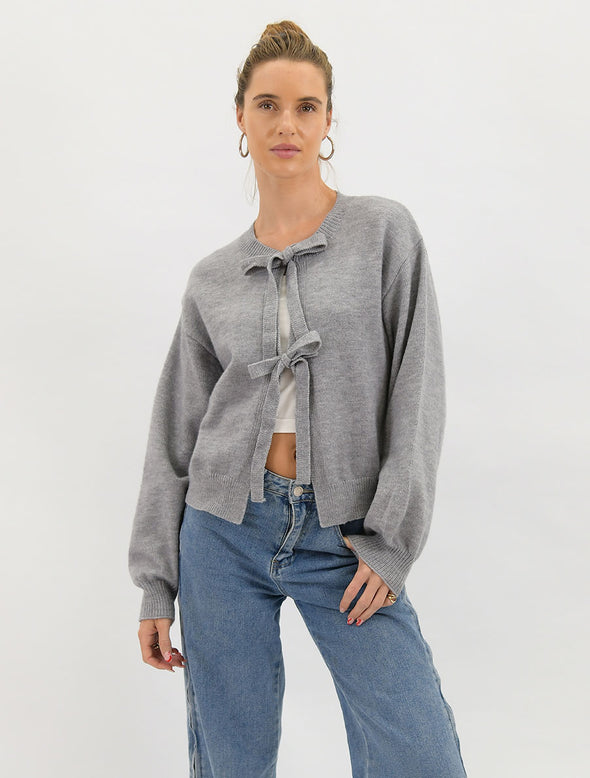 Bow Tie Grey Cardigan