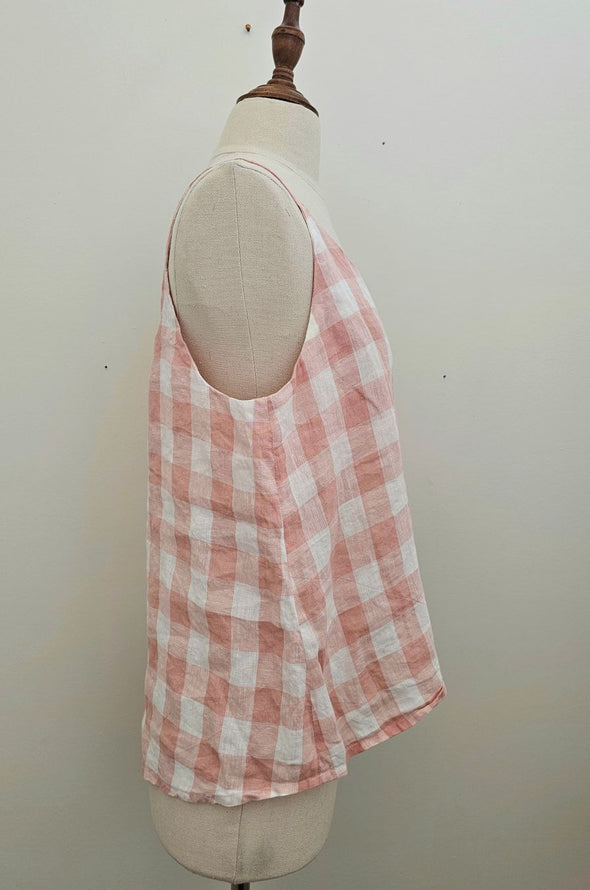 LINEN Size M Gingham tank top