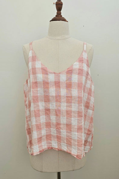 LINEN Size M Gingham tank top