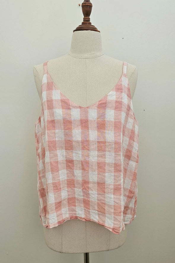 LINEN Size M Gingham tank top