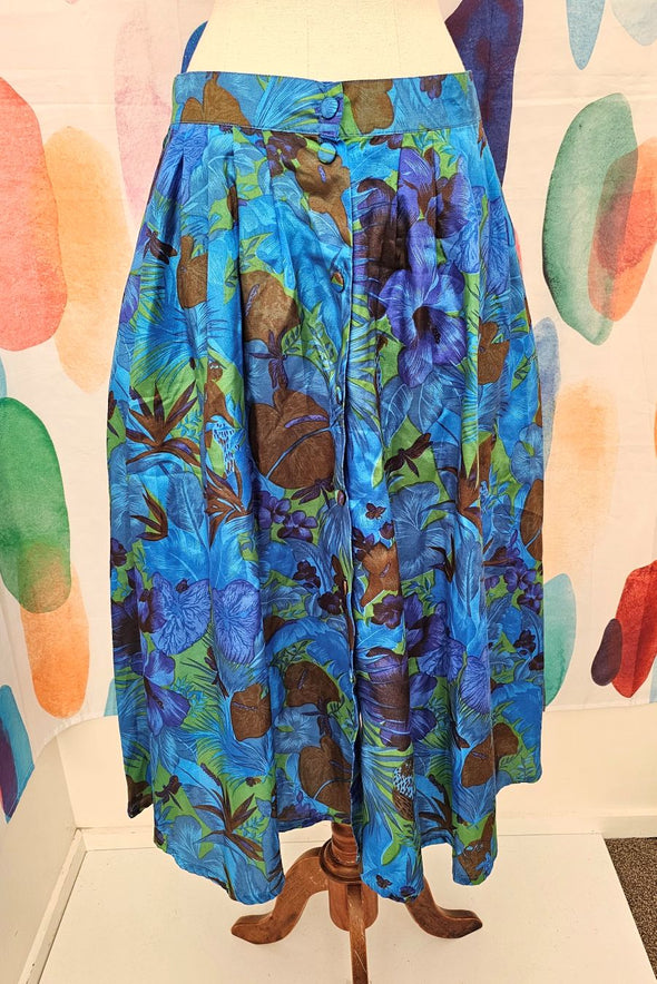 SILK button up floral skirt