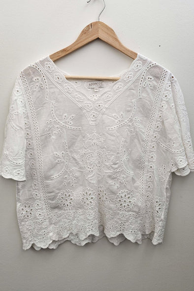 APRICOT embroidered white cotton top